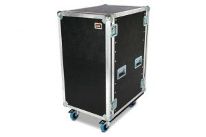 20HE Profi Rack in schwarz auf Rollen 600mm tief