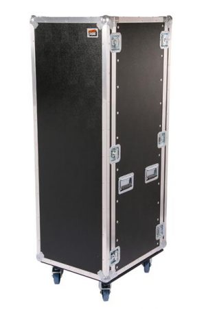 32U Profi Rack 50cm black with wheels and Rackrails on front and backside