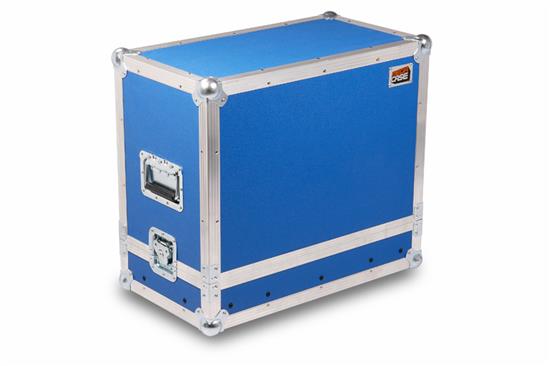 Haubencase in blau mit einer Klappe im Unterteil für Kasse