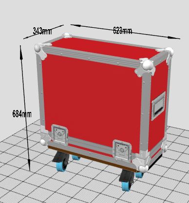 Profi Haubencase rot auf Rollen 550x210x470