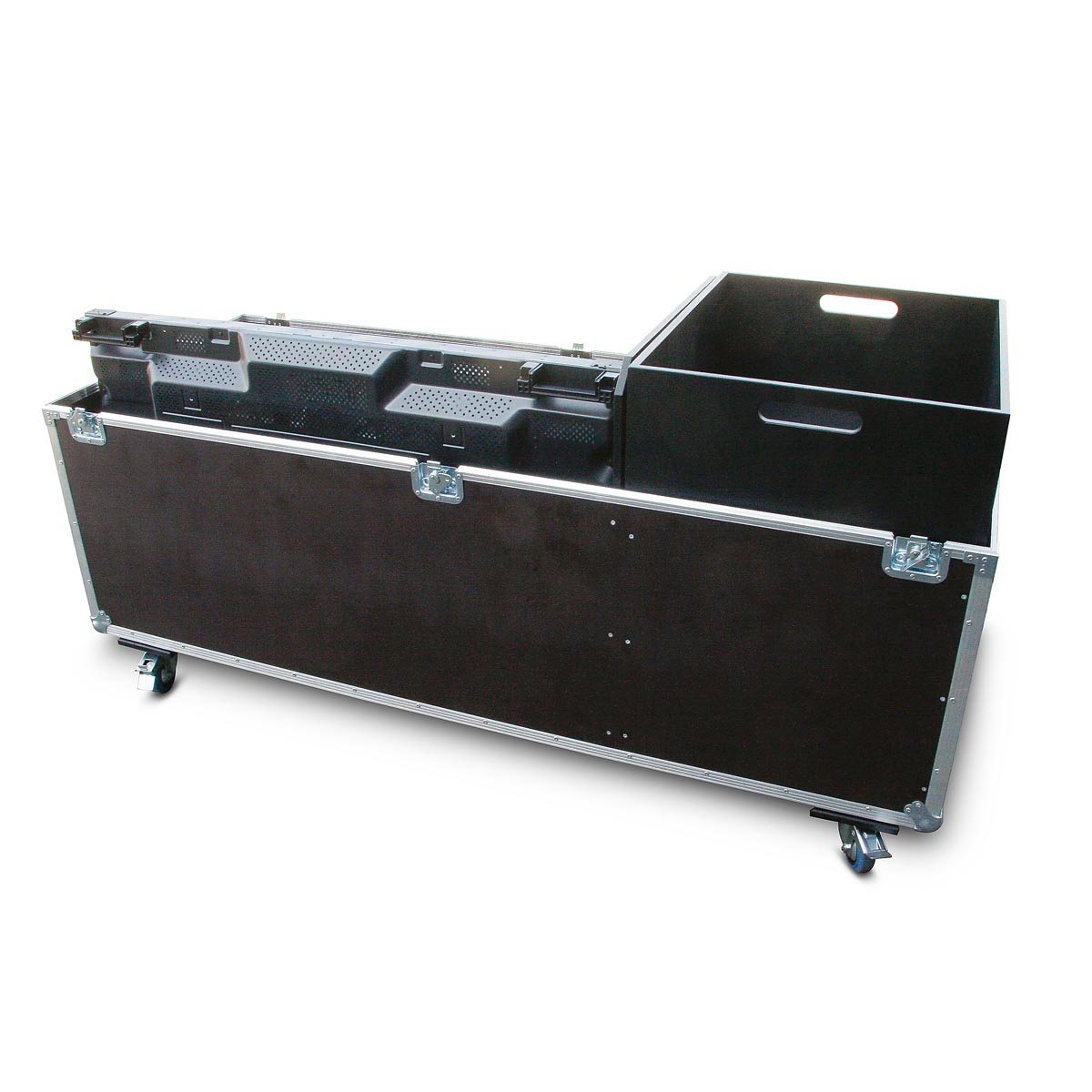Truhencase für 4 Stück Frameless 55" Monitore und zusätzliches 60cm Zubehörfach