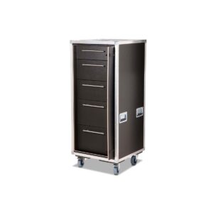 Sliding Door Case mit 5 Schubladen + Radmulden + Rollen