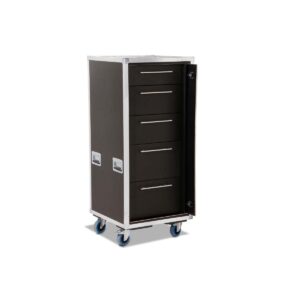 Sliding Door Case mit 5 Schubladen + Radmulden + Rollen