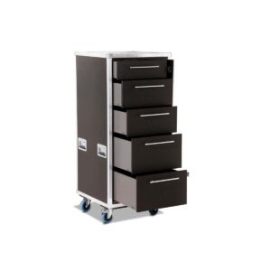 Sliding Door Case mit 5 Schubladen + Radmulden + Rollen