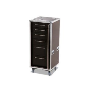 Sliding Door Case mit 6 Schubladen + Radmulden + Rollen