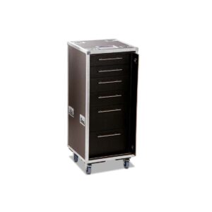 Sliding Door Case mit 6 Schubladen + Radmulden + Rollen