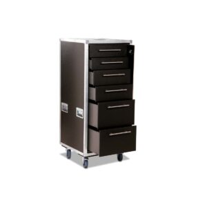 Sliding Door Case mit 6 Schubladen + Radmulden + Rollen