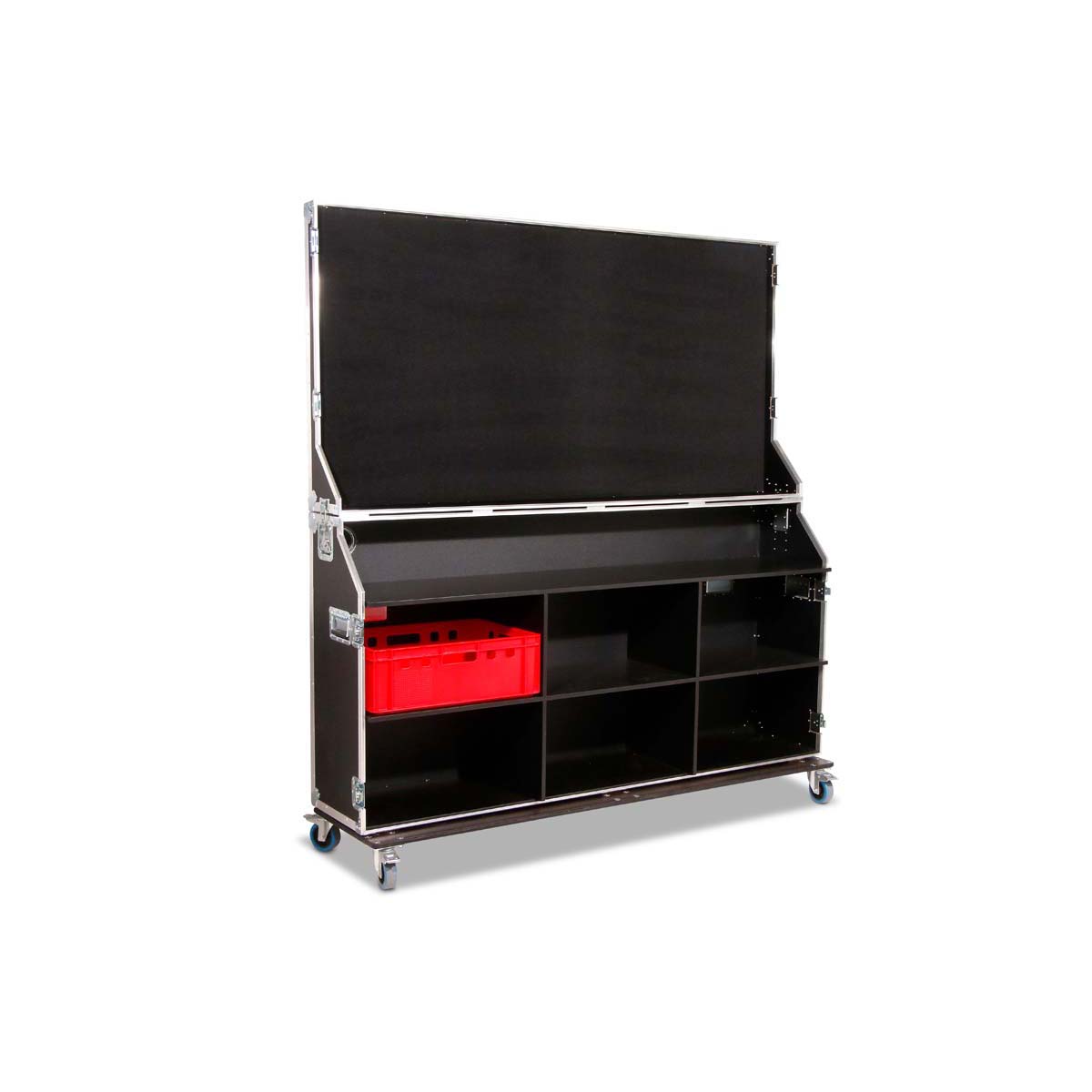 Merchandise Case mit 6 Fächern und Ablage