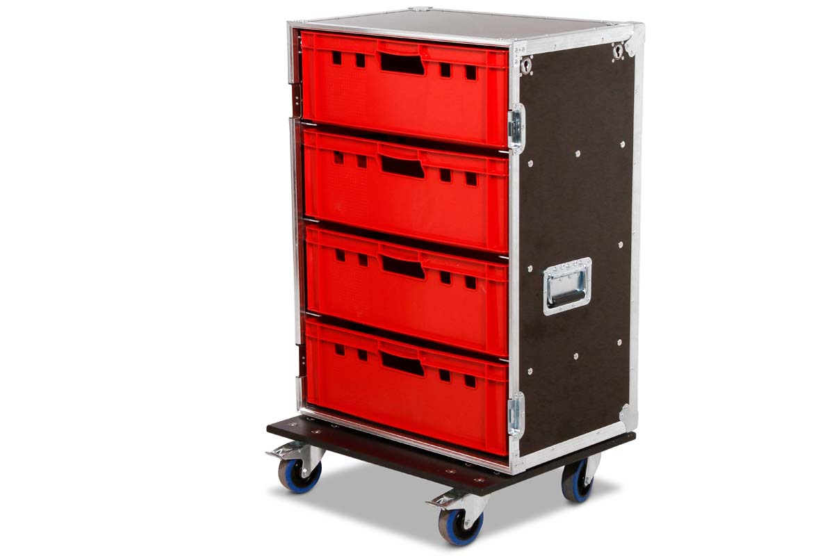 Zubehörcase 1x4 Kisten E2 Euronorm + Tischfunktion