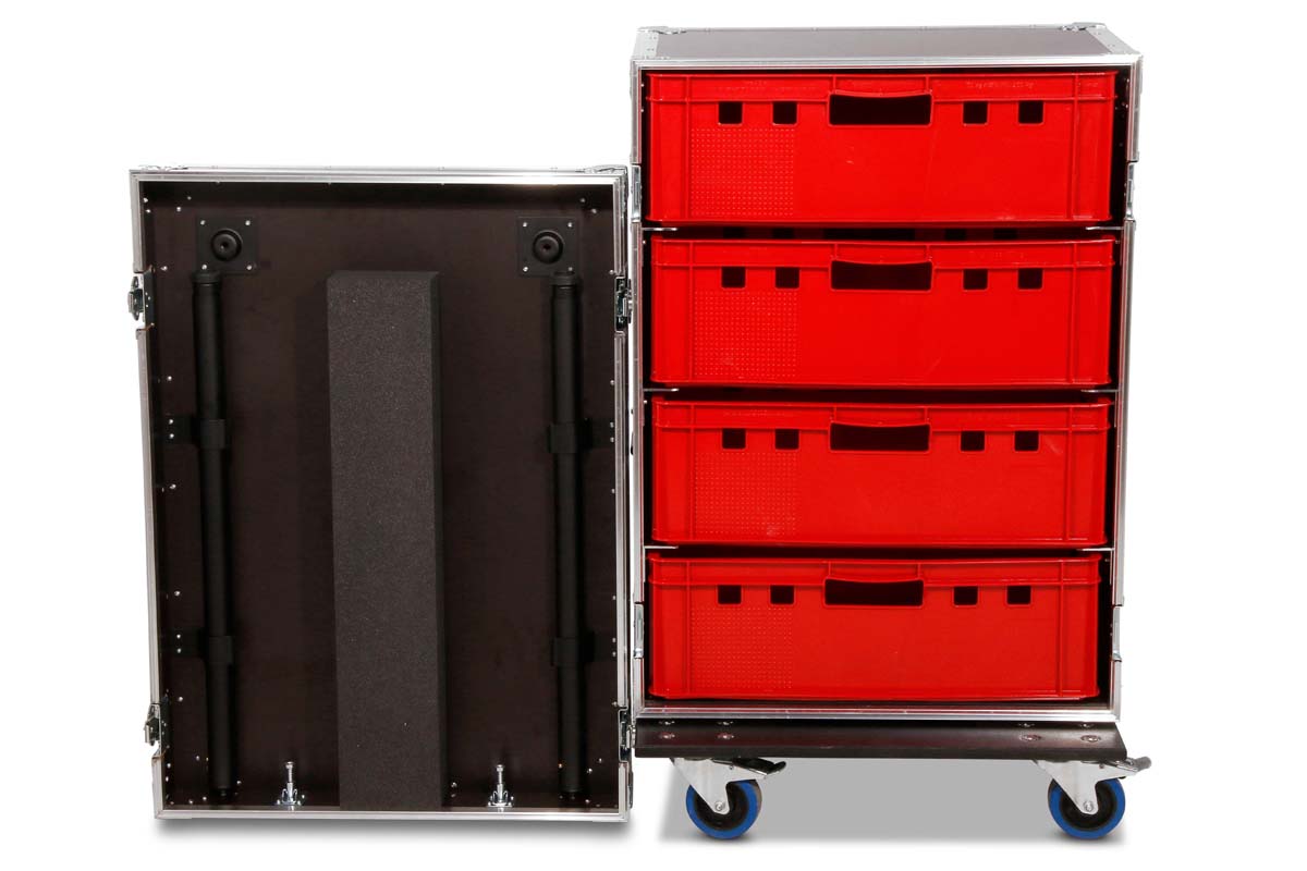 Zubehörcase 1x4 Kisten E2 Euronorm + Tischfunktion