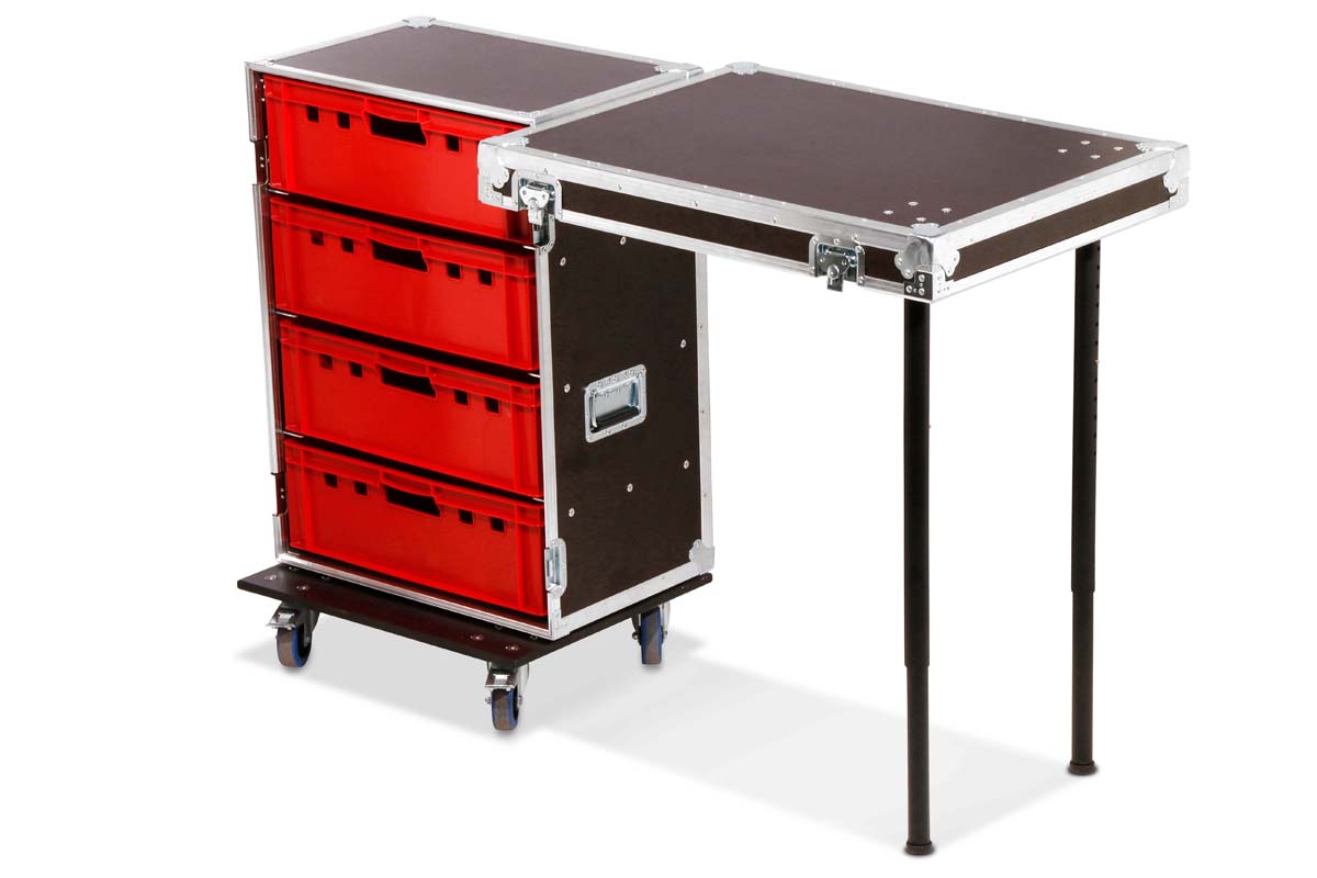 Zubehörcase 1x4 Kisten E2 Euronorm + Tischfunktion