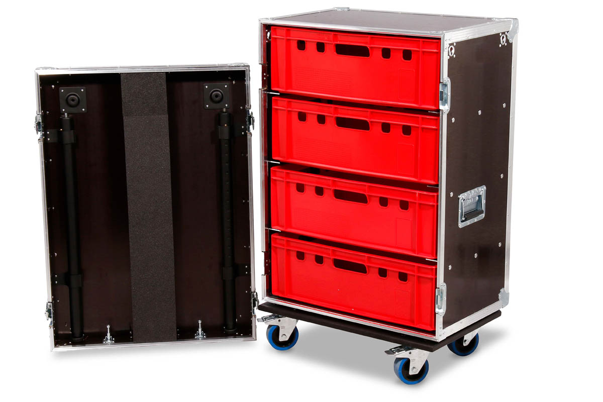 Zubehörcase 1x4 Kisten E2 Euronorm + Tischfunktion