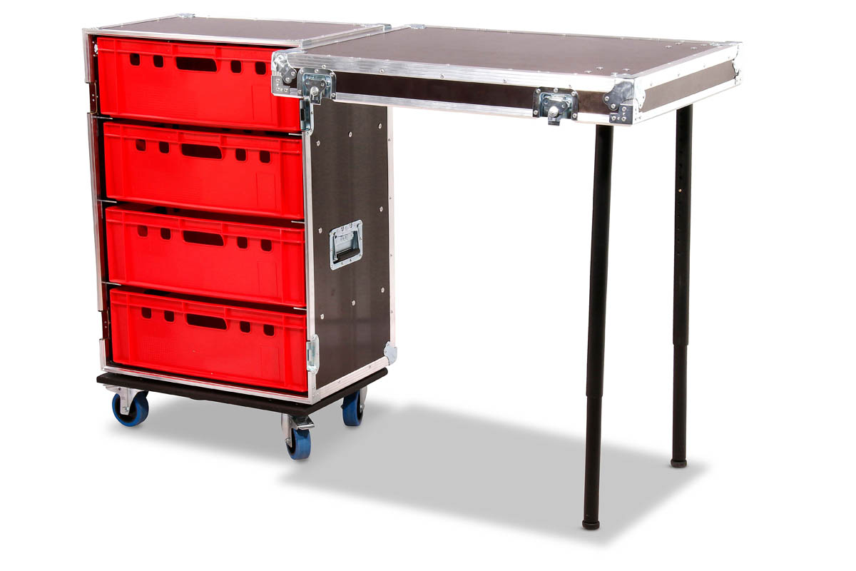 Zubehörcase 1x4 Kisten E2 Euronorm + Tischfunktion