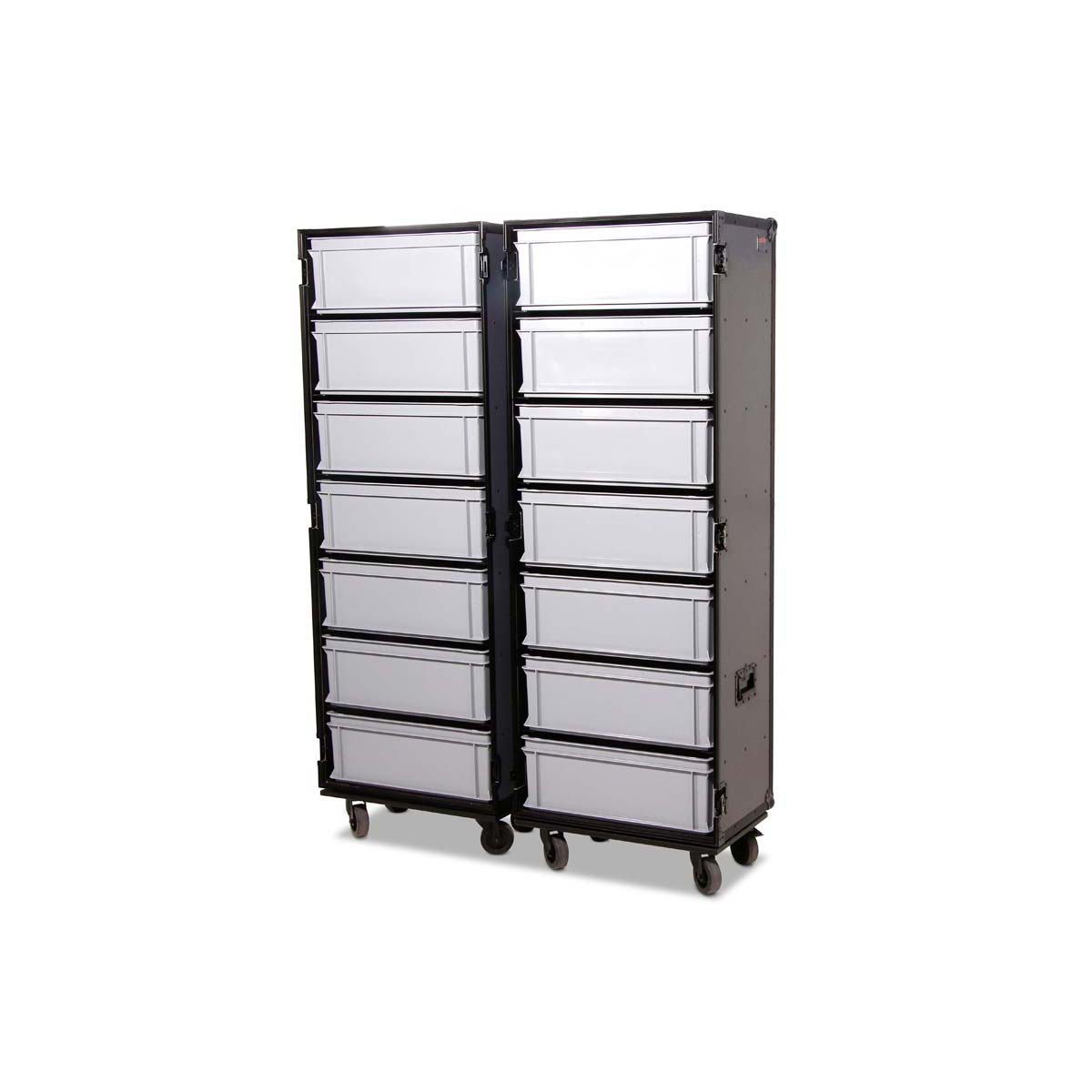 Professional Cabinet Case with 2 x 7 Accessory Boxes, 600 x 400 x 220 mm
