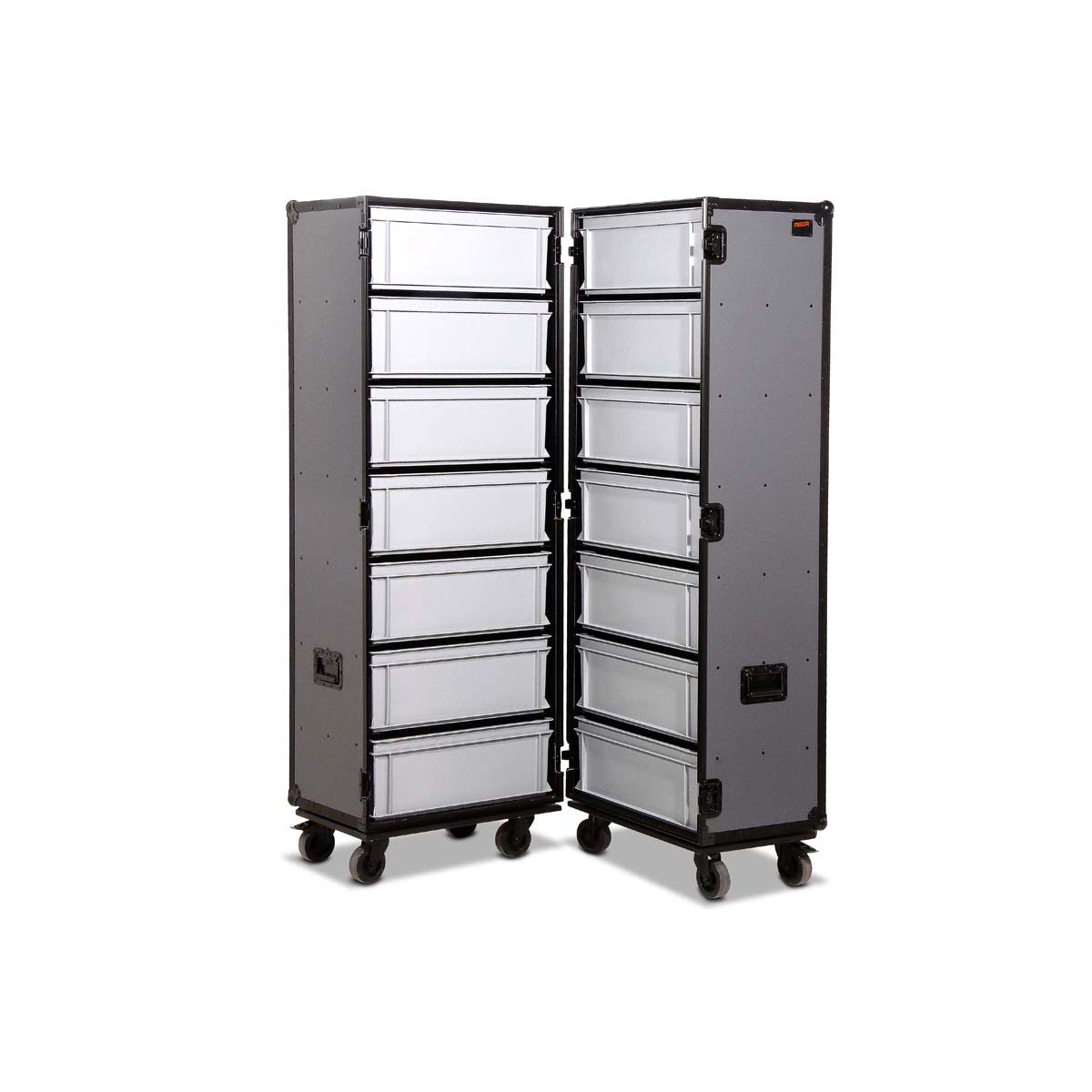 Professional Cabinet Case with 2 x 7 Accessory Boxes, 600 x 400 x 220 mm