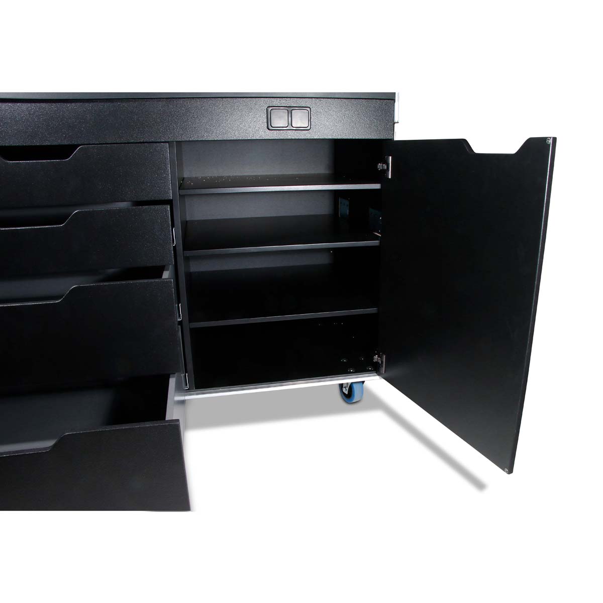 Flight-case cuisine mobile avec plaque de cuisson et évier