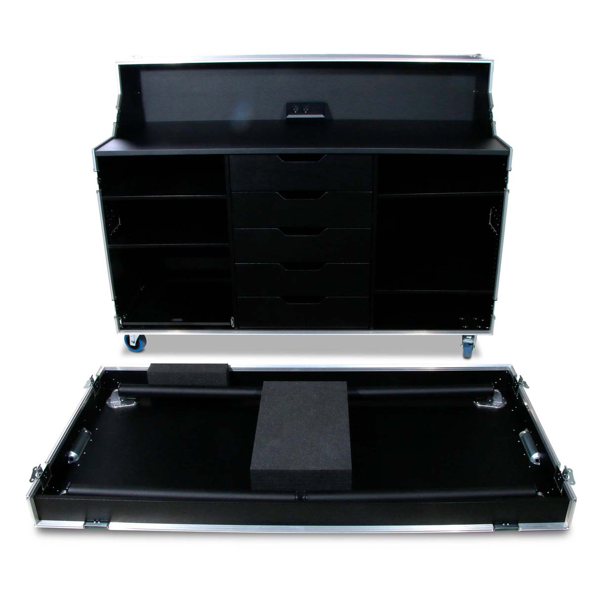 Valise de bureau 1600x800x1200 avec 5 tiroirs et tablette coulissante