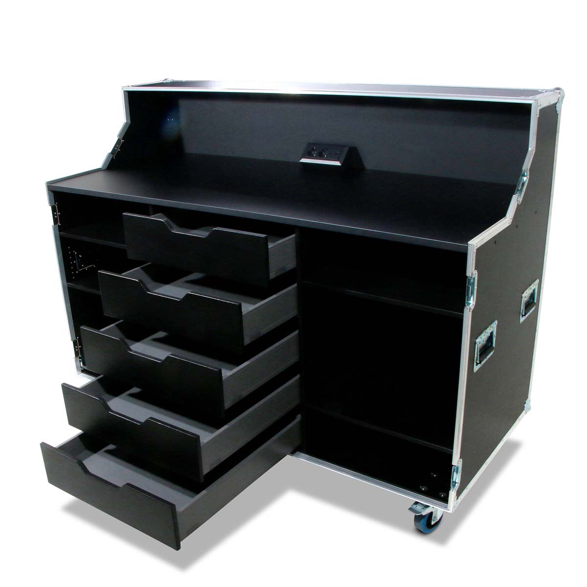 Valise de bureau 1600x800x1200 avec 5 tiroirs et tablette coulissante
