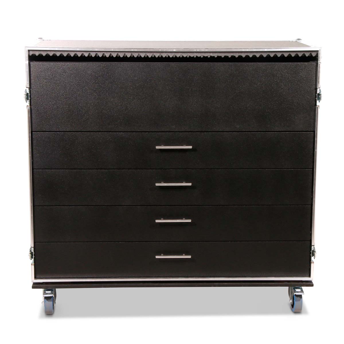 Angled Flight Case with Drawers for 4 Guitars + Accessories