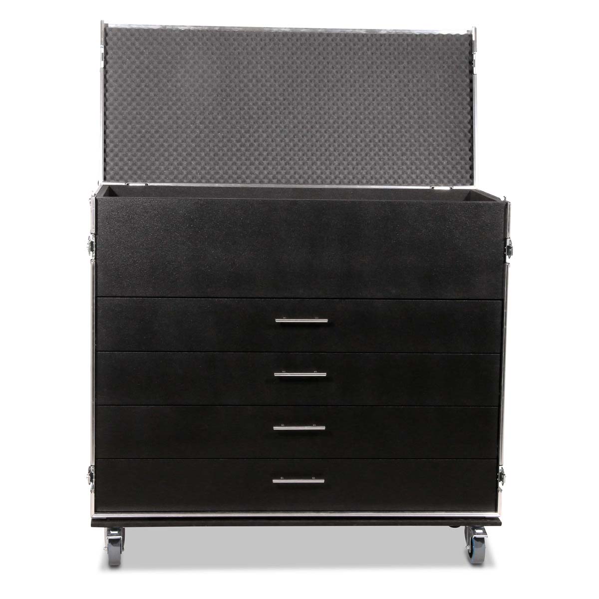 Angled Flight Case with Drawers for 4 Guitars + Accessories