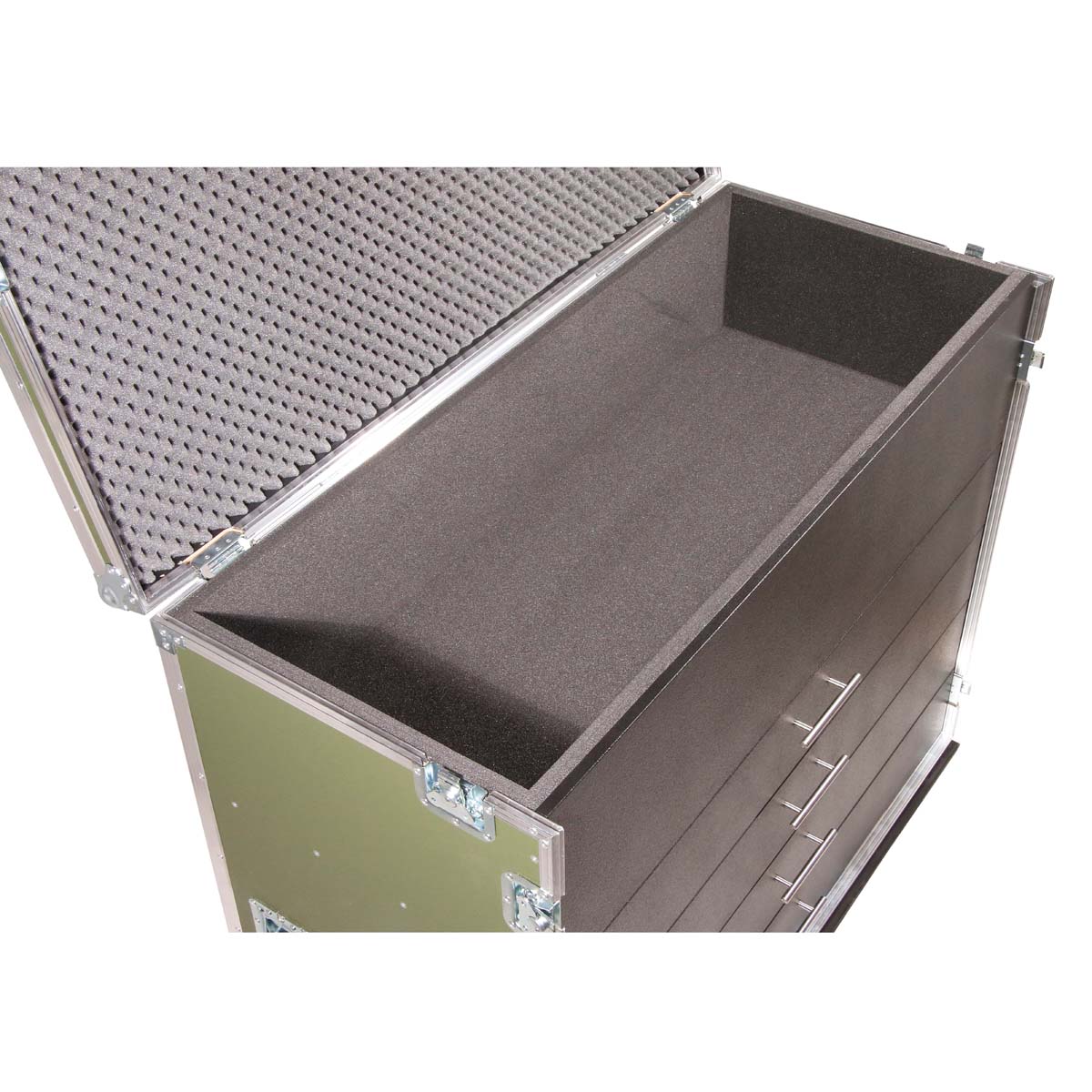 Angled Flight Case with Drawers for 4 Guitars + Accessories