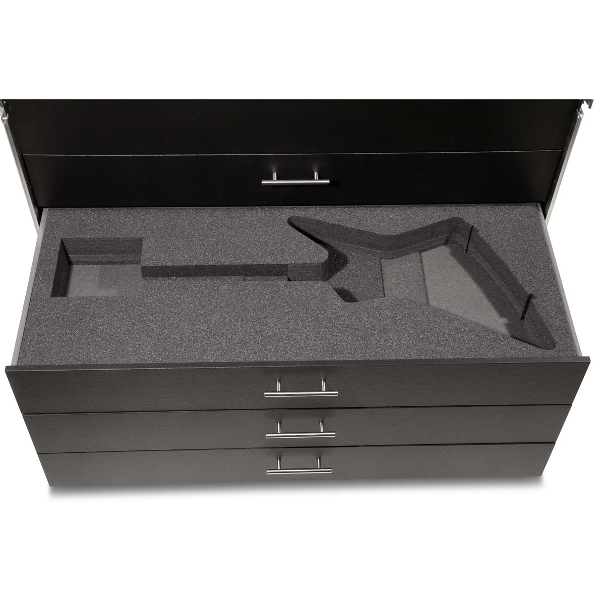 Angled Flight Case with Drawers for 4 Guitars + Accessories
