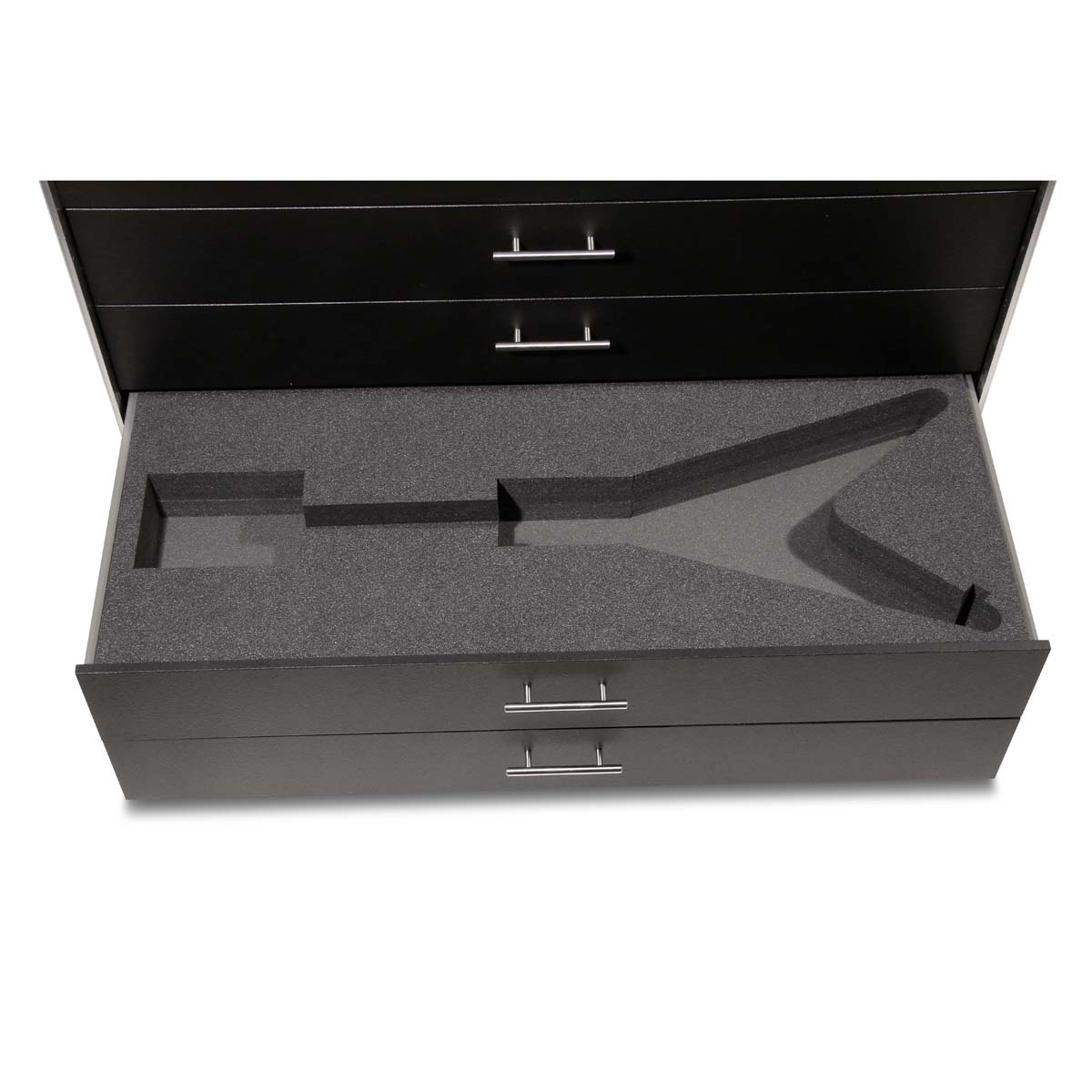 Angled Flight Case with Drawers for 4 Guitars + Accessories