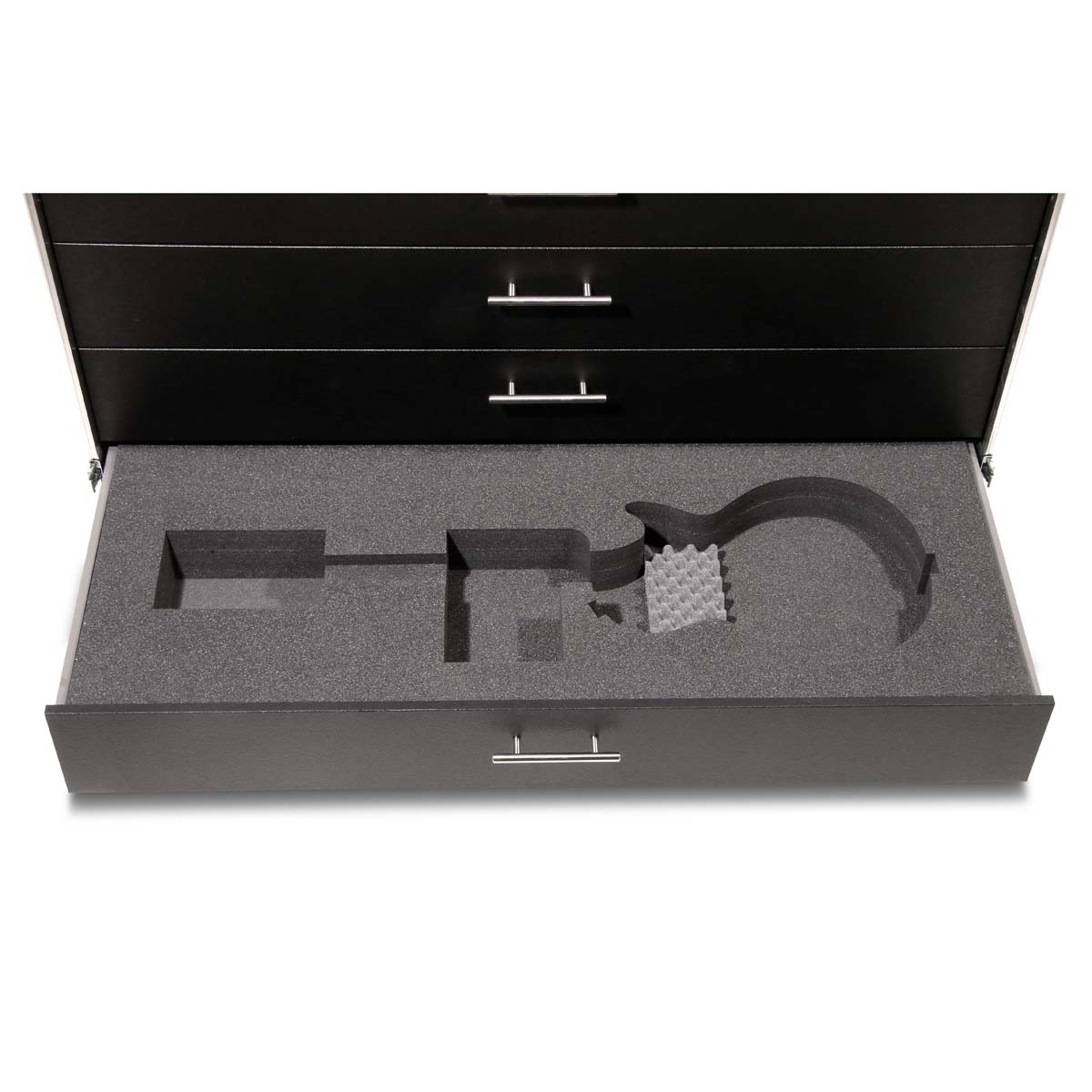 Angled Flight Case with Drawers for 4 Guitars + Accessories