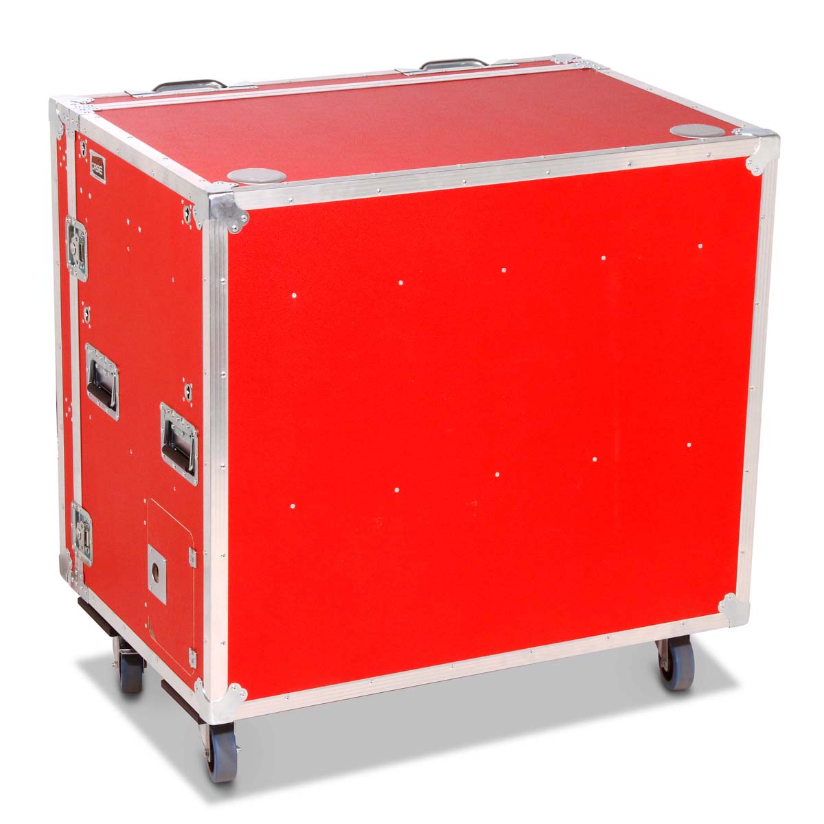 Flight-case pour produits dérivés avec fonction table et tiroir