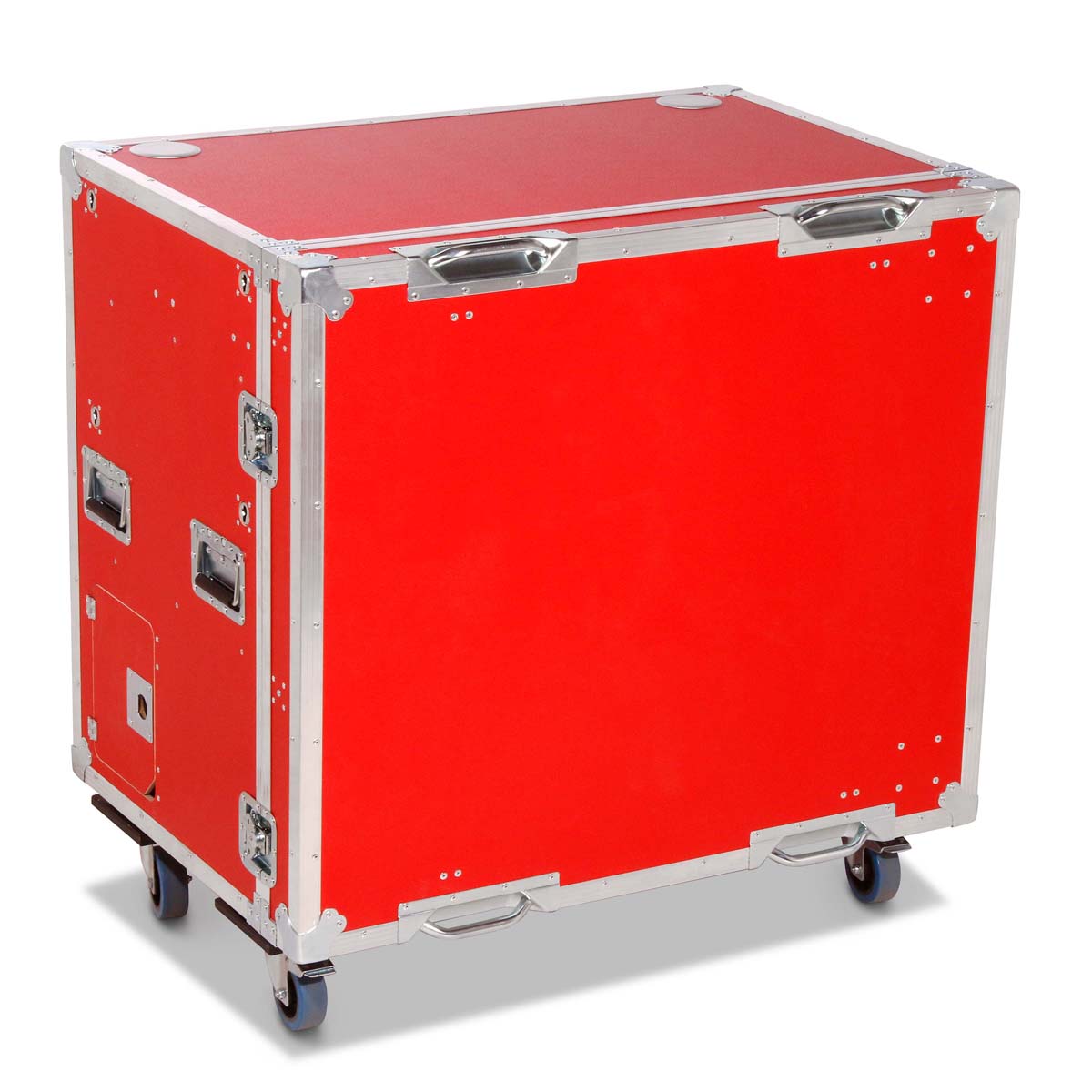 Flight-case pour produits dérivés avec fonction table et tiroir